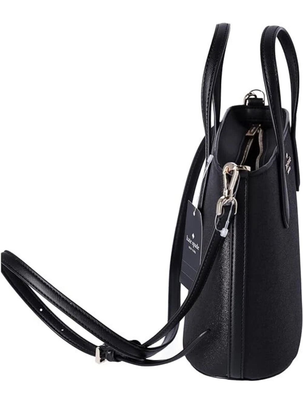Kate Spade Glimmer Small Black Glitter Satchel Crossbody Purse NWT - Picture 4 of 5